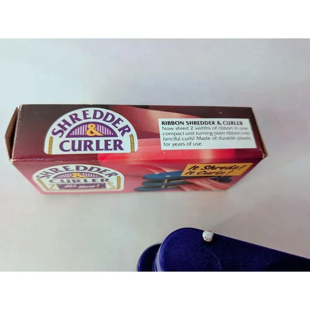 Vintage Giftco Brand 2 In 1 Ribbon Shredder & Curler Used With Box - Blue